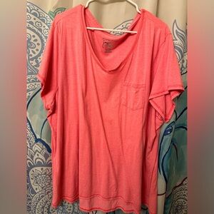 Just my size 5X 30/32 hot pink V-neck short sleeve T-shirt